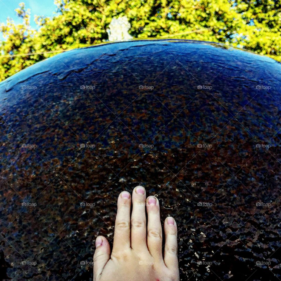 Water fountain on a stone