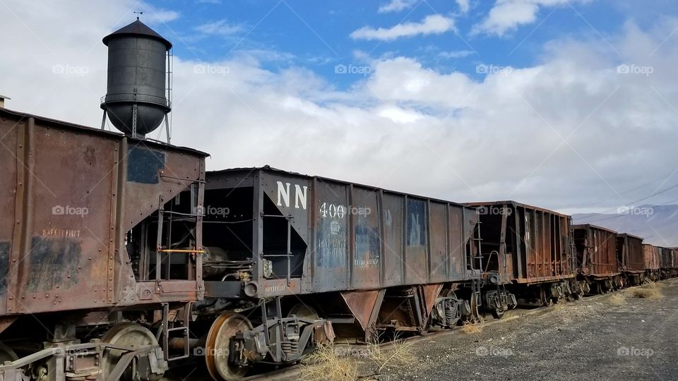 Vintage train on track in Nevada
