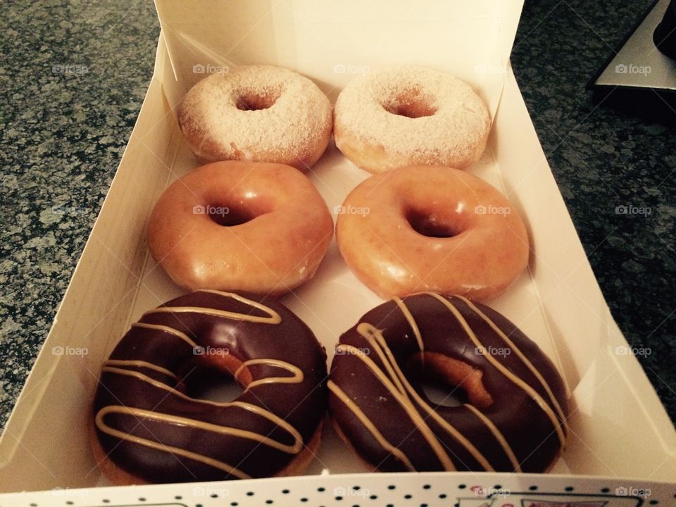 Box with delicious doughnuts