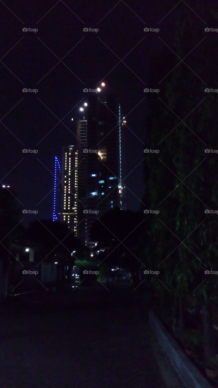 Emerald tower at night