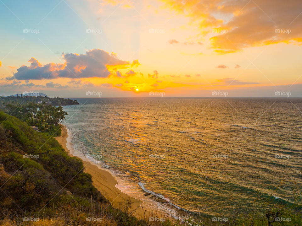 East side of Oahu Sunrise at Diamond head, HAwaii