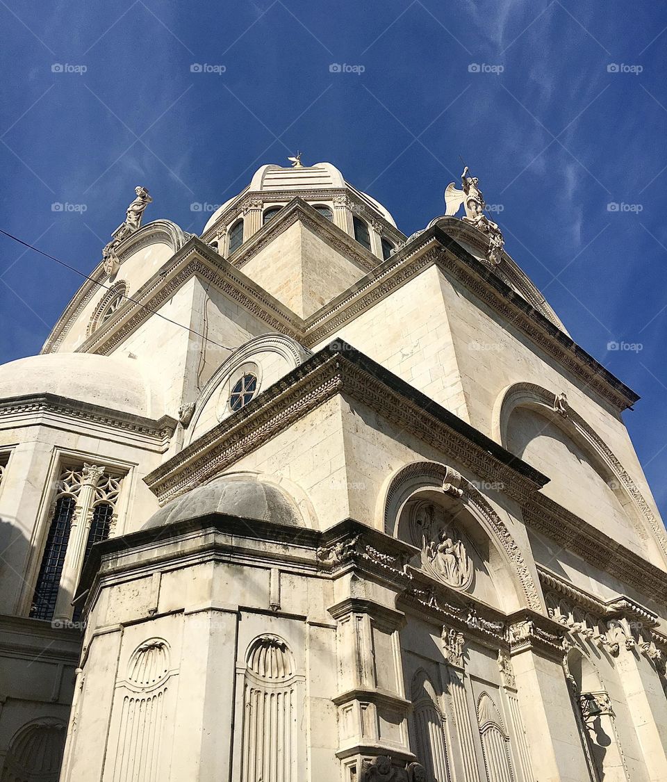 Architectural masterpiece of geometry arches and angles made of stone Croatia