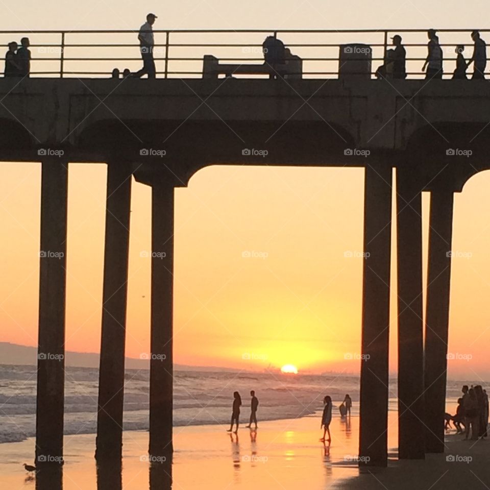 Summer Sunet. Summer Sunset in Huntington Beach