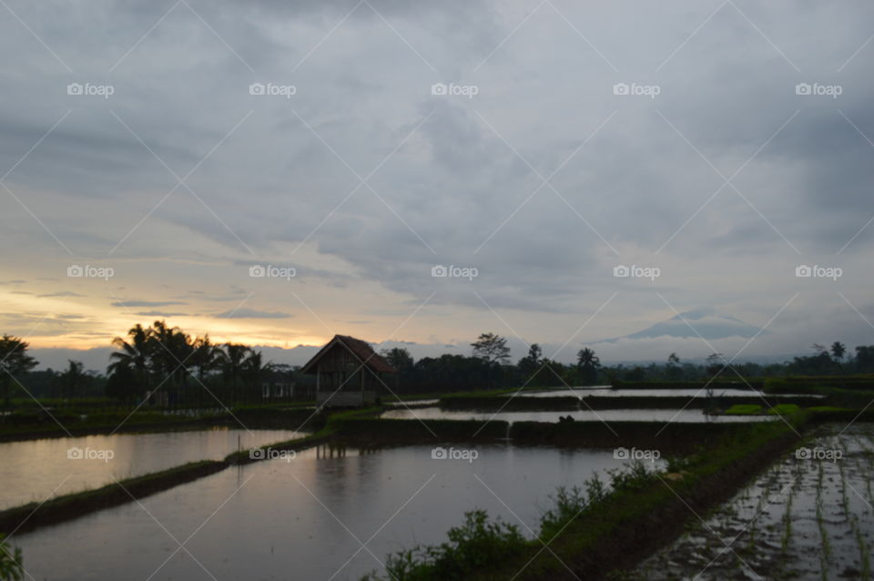 village view in the evening