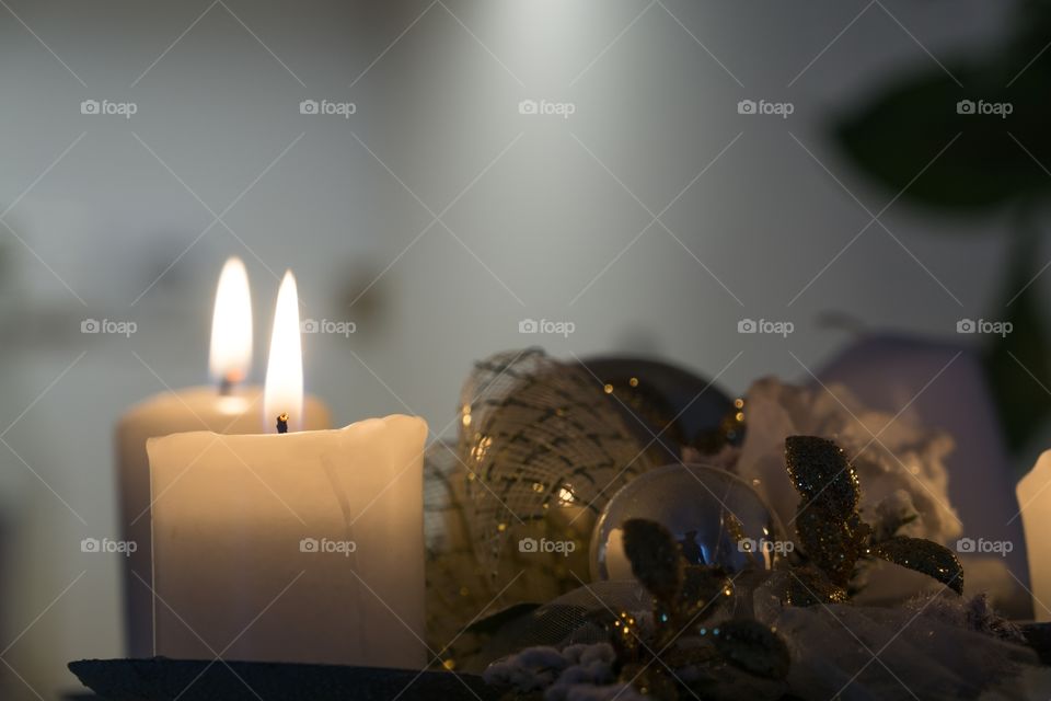 Advent candles and Christmas decorations. Slovakia