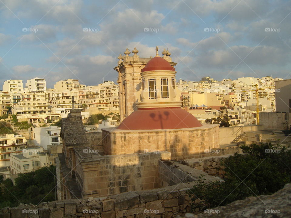 Malta La Valleta Church with red dome