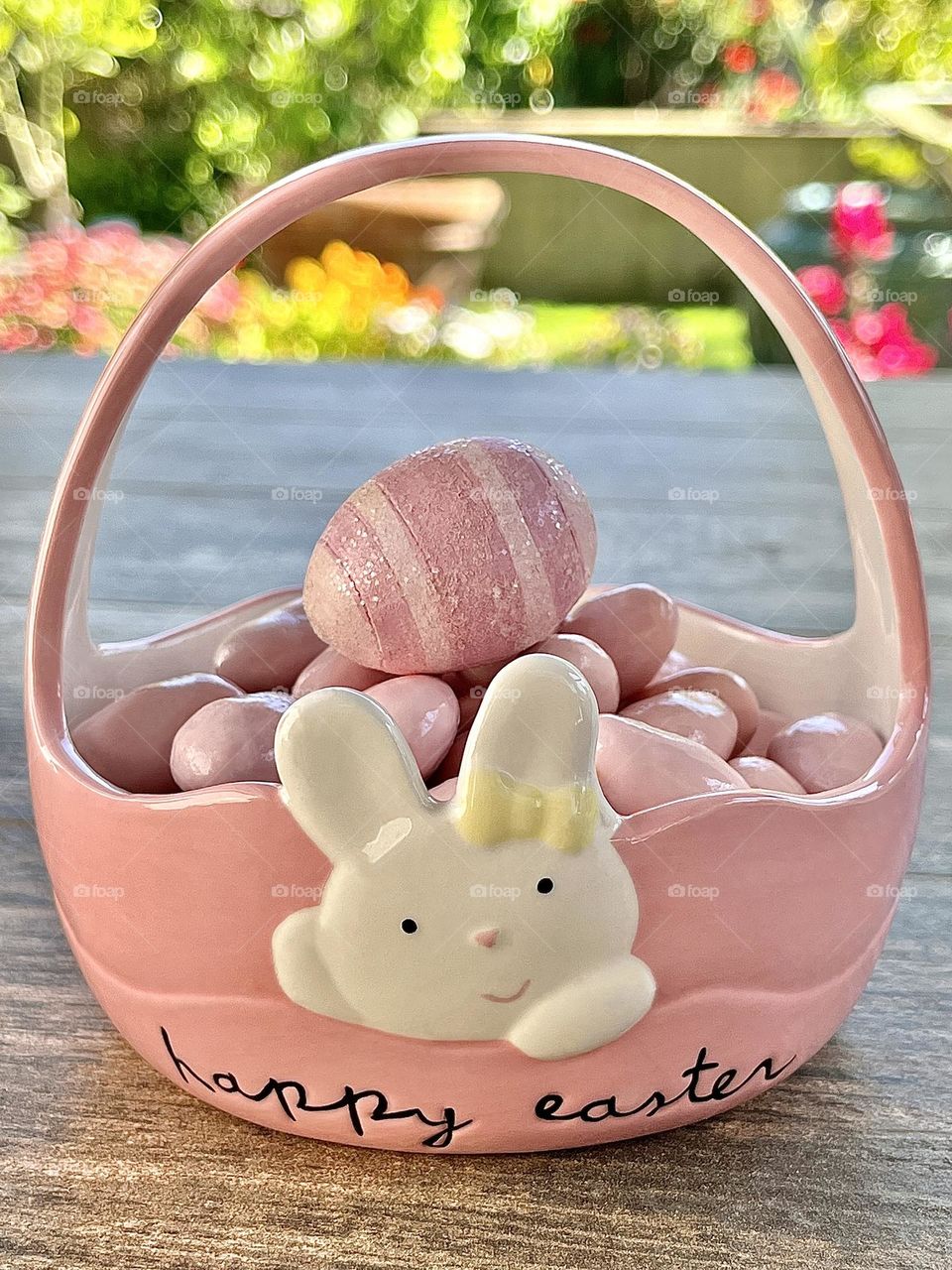 Pink Easter Basket with Egg and Candy