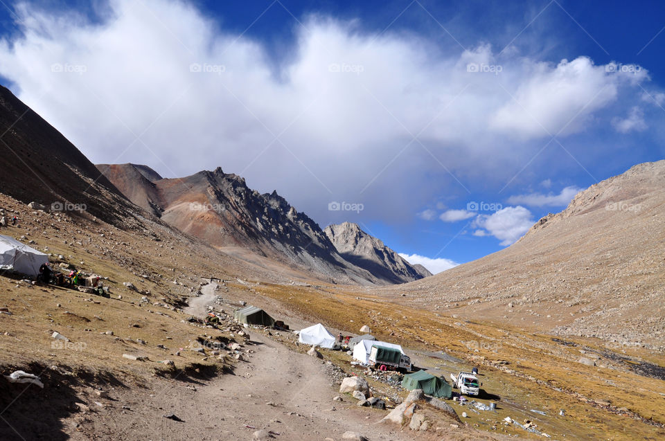 Tents camping in Himalayas 