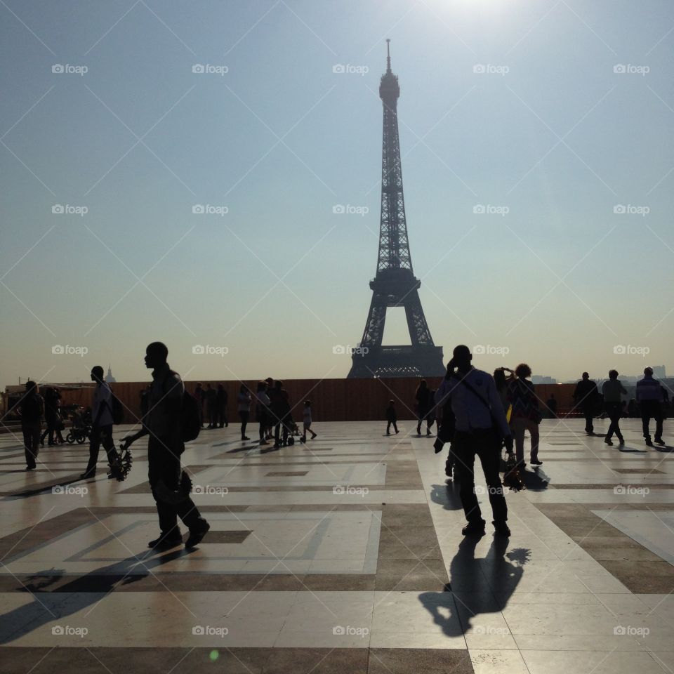 Working Hard. Eiffel Tower street sales