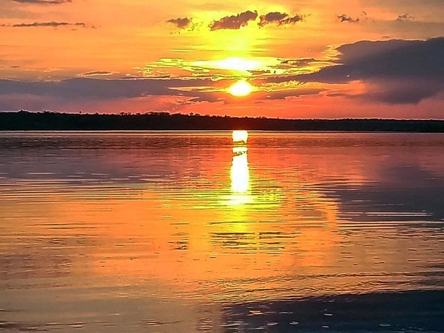 sunset over the river