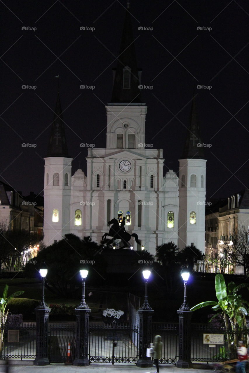 cathedral at night