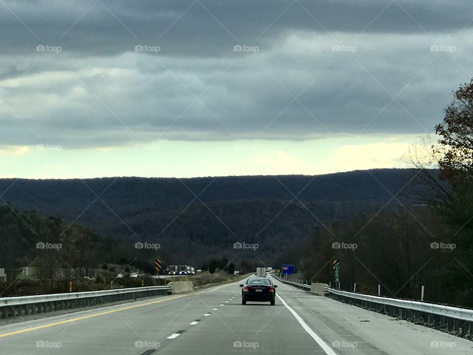 Interstate travel on a cloudy day New Jersey 