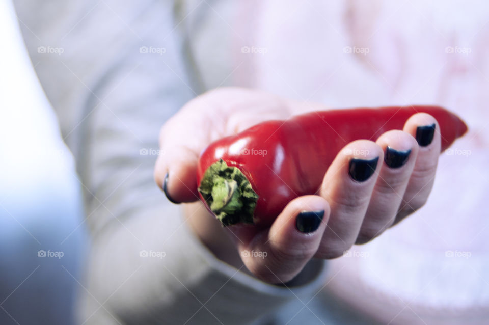 Girl holding fruits and vegetables