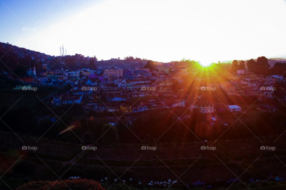 Watching the sunset n city 