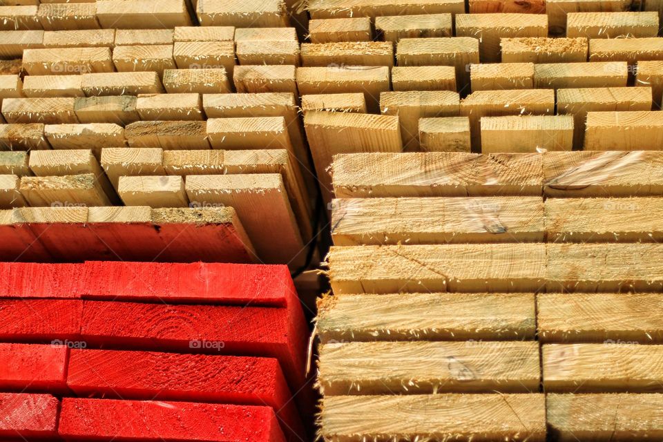 Close up of stacked wooden boards 