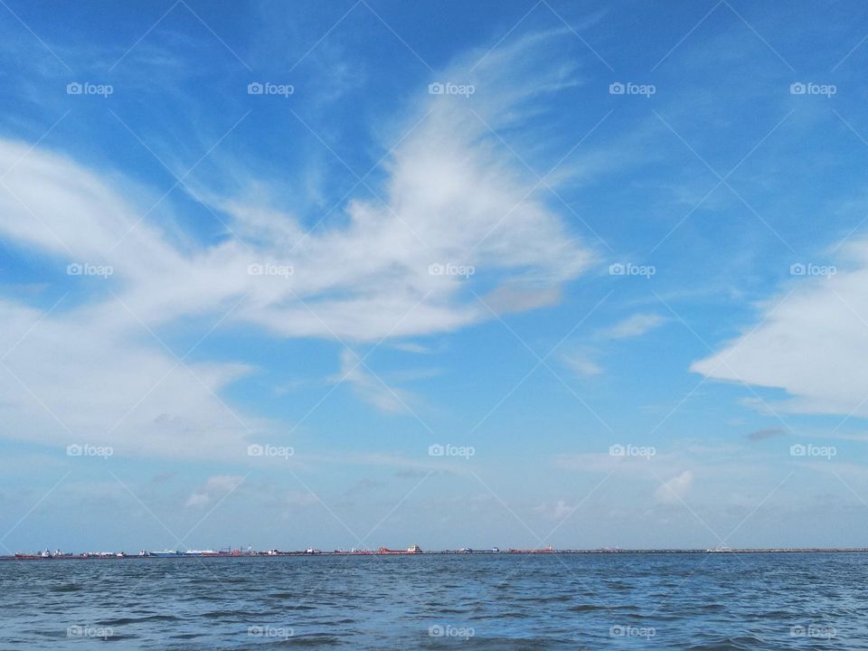 Cloudscape on the sea, unique pattern of clouds, abstract "flying horse". No filters.