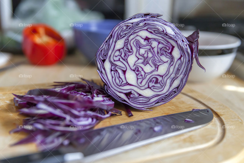 Violet cabbage chopped