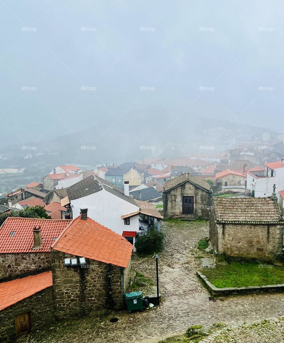 Belmonte town in the fog