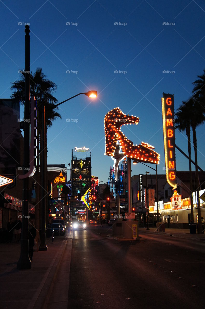Downtown Las Vegas. evening walk