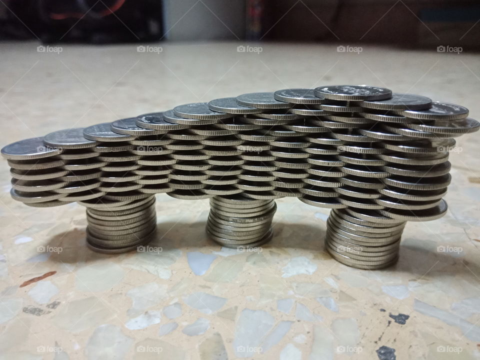 Stacked coin art