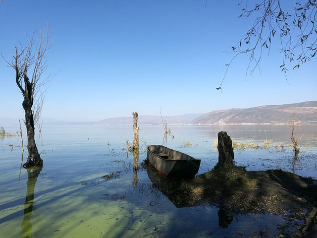 Fishing Boat on Er Hai Lake in Dali, Yunnan Province, China