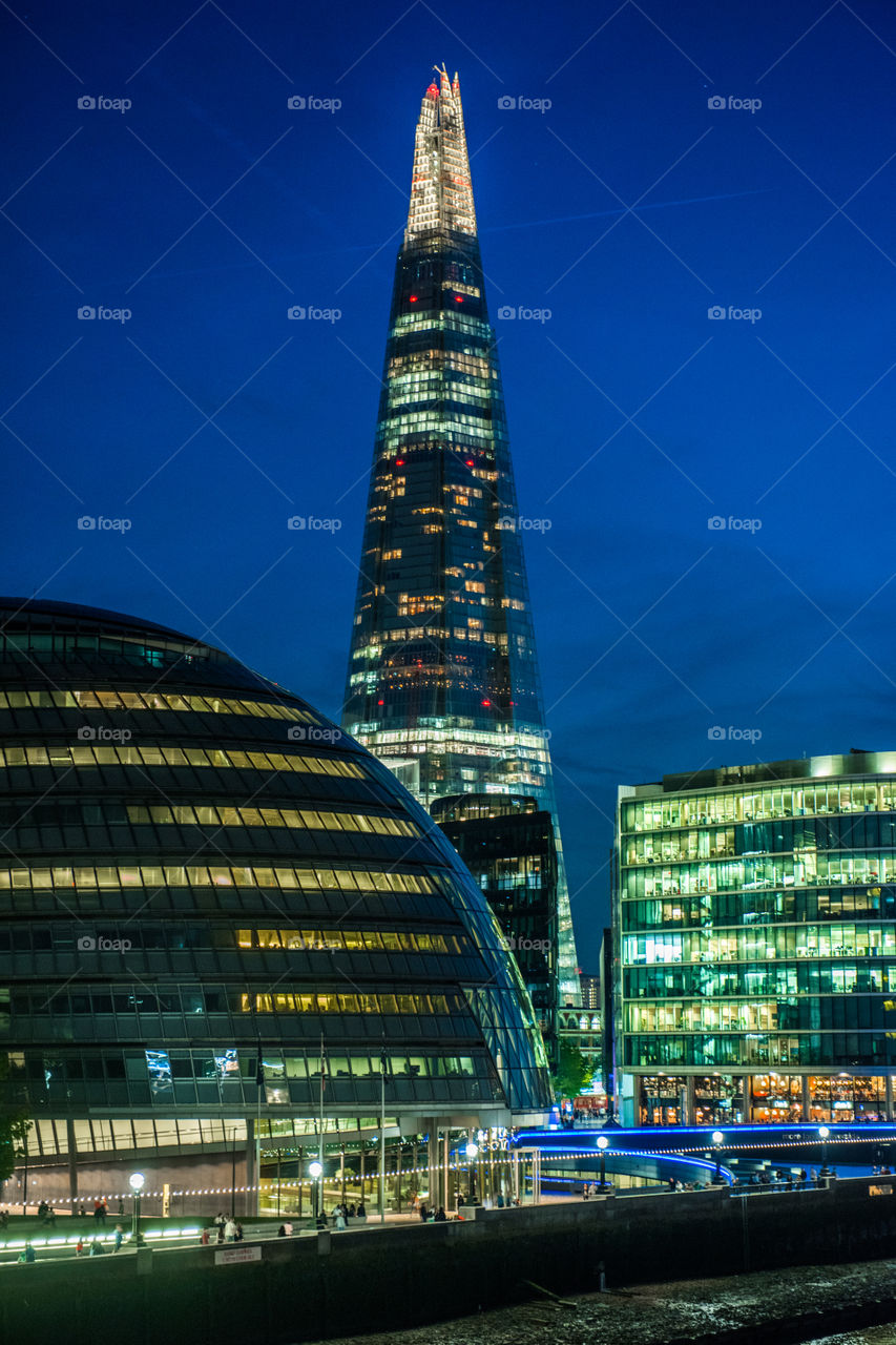 The city of london at night.