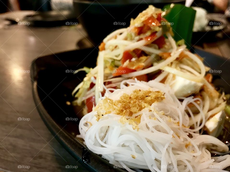Papaya salad fusion mixed noodle 