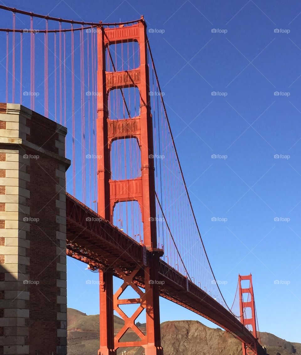 Golden Gate. Close-up of Golden Gate Bridge