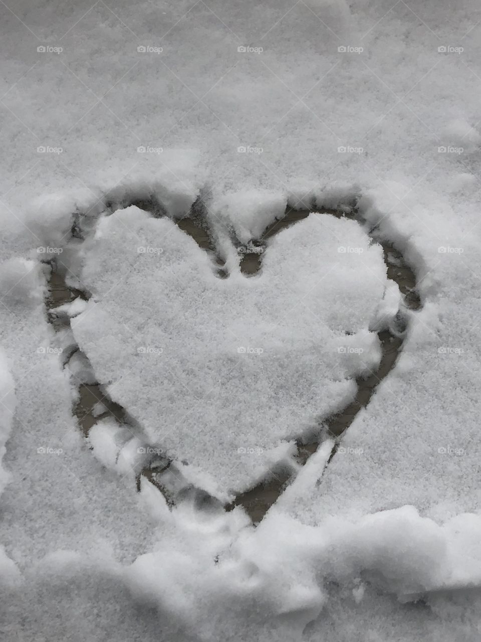 A heart shaped on the snow