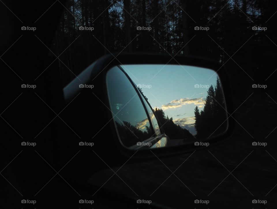 view from car mirror