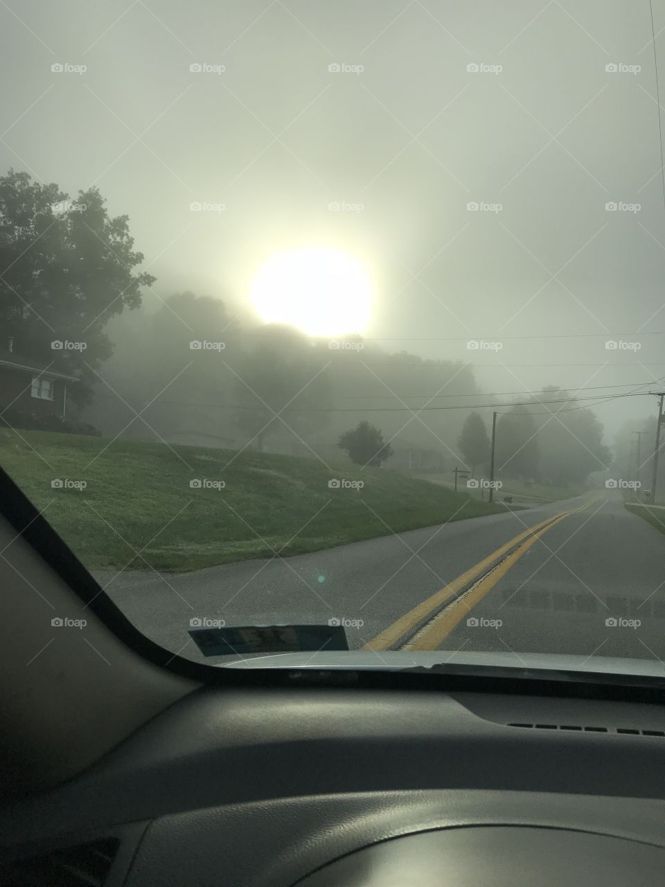 Morning sunrise in the fog 