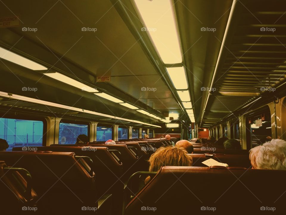 On a train heading to Boston 