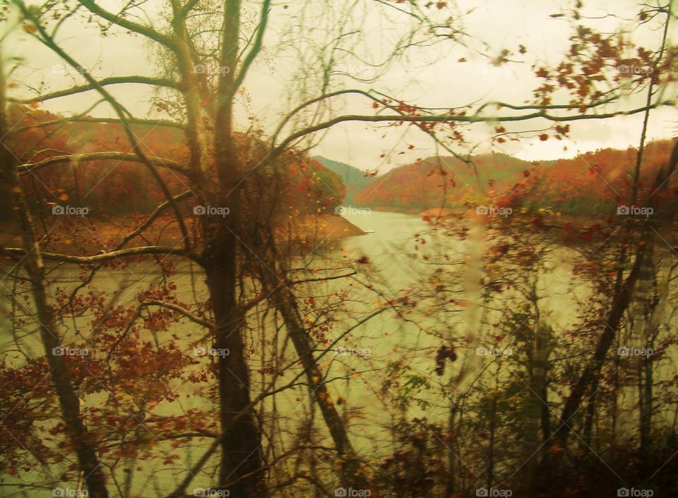 Mountain and river Fall colors