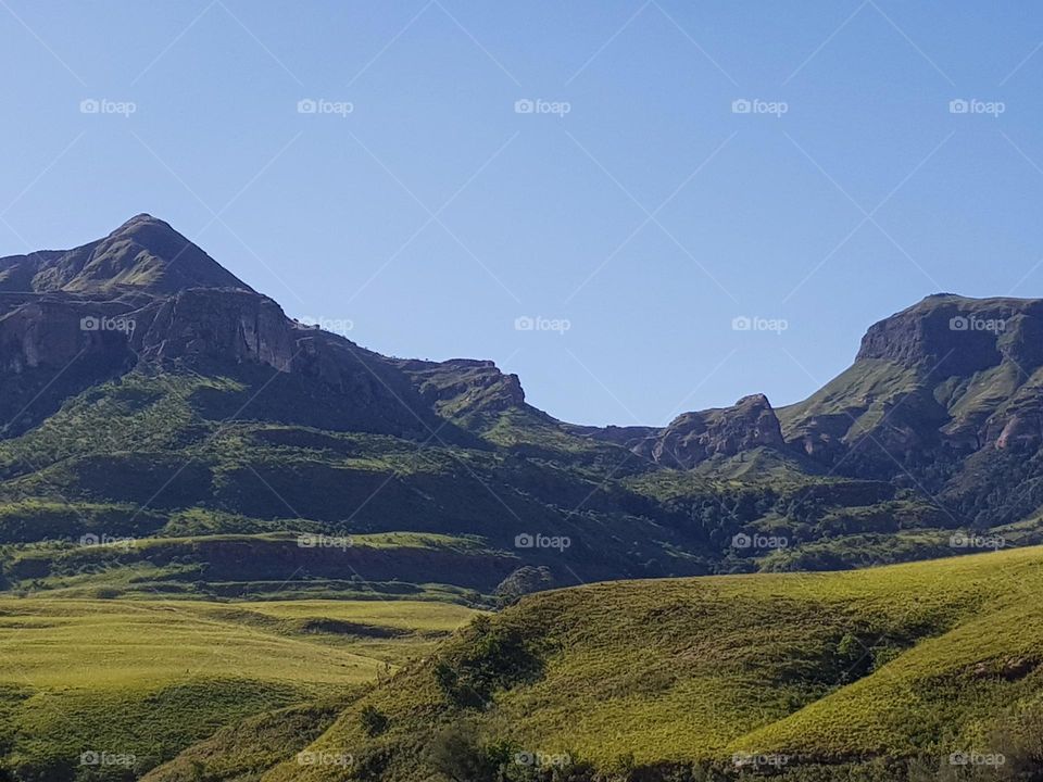 beautiful landscape of the drakensberg mountains.  South Africa