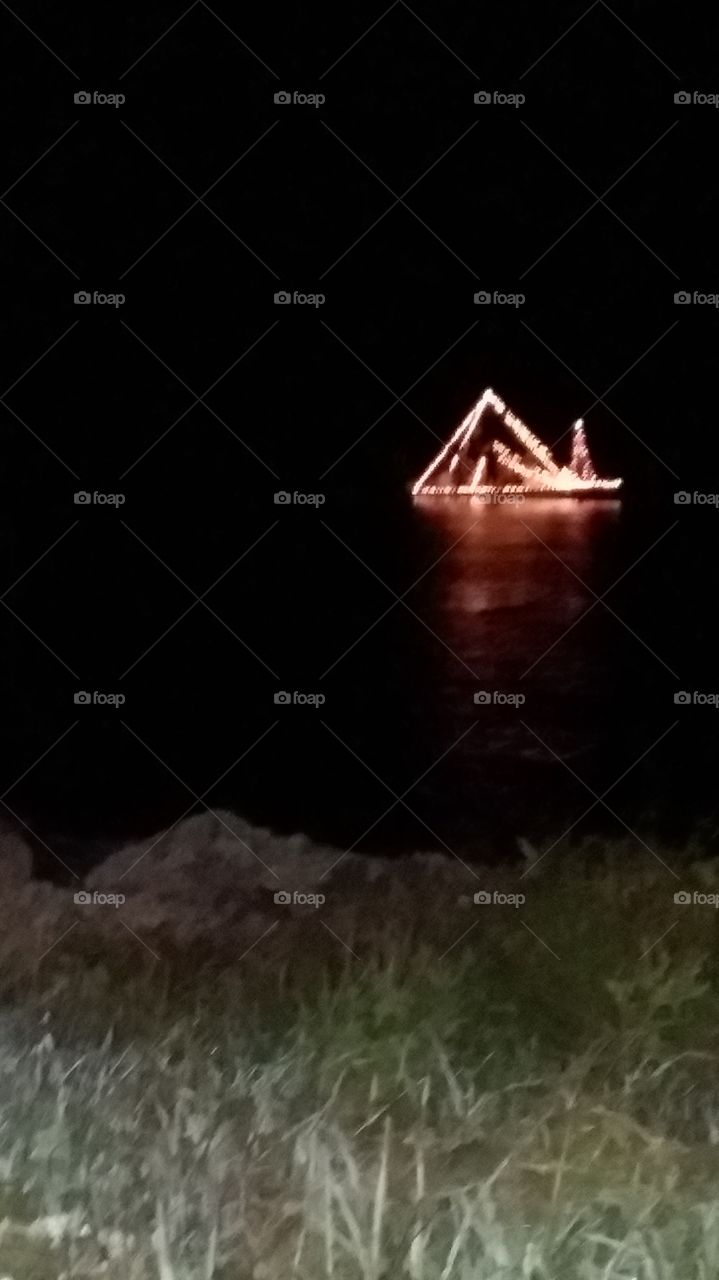 boat lit up