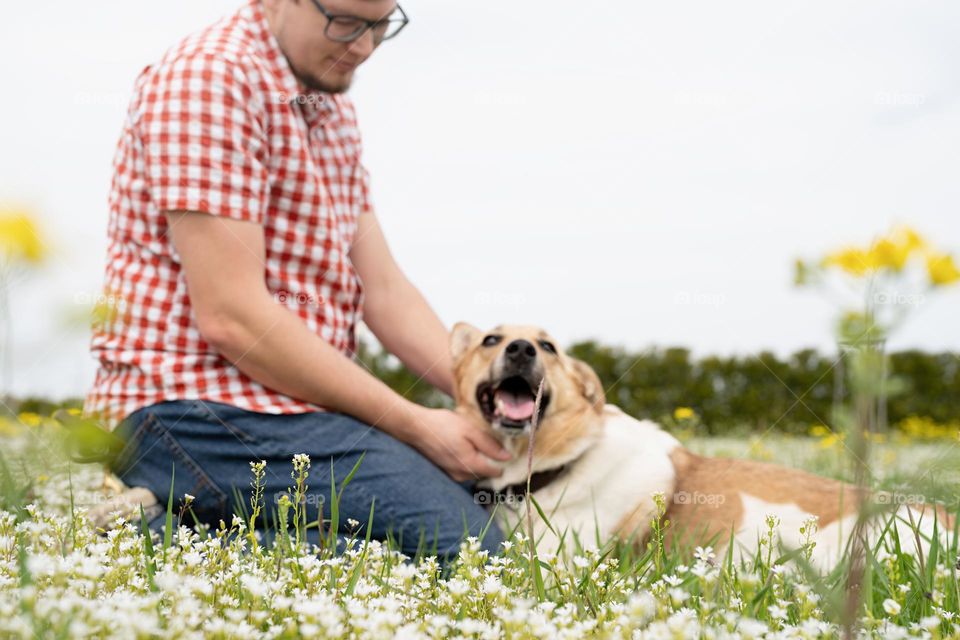 man and dog walking