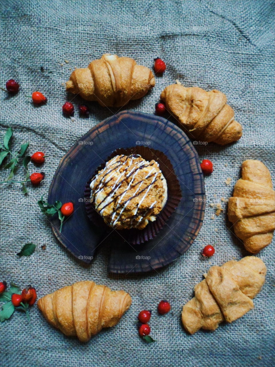 homemade croissants and cake