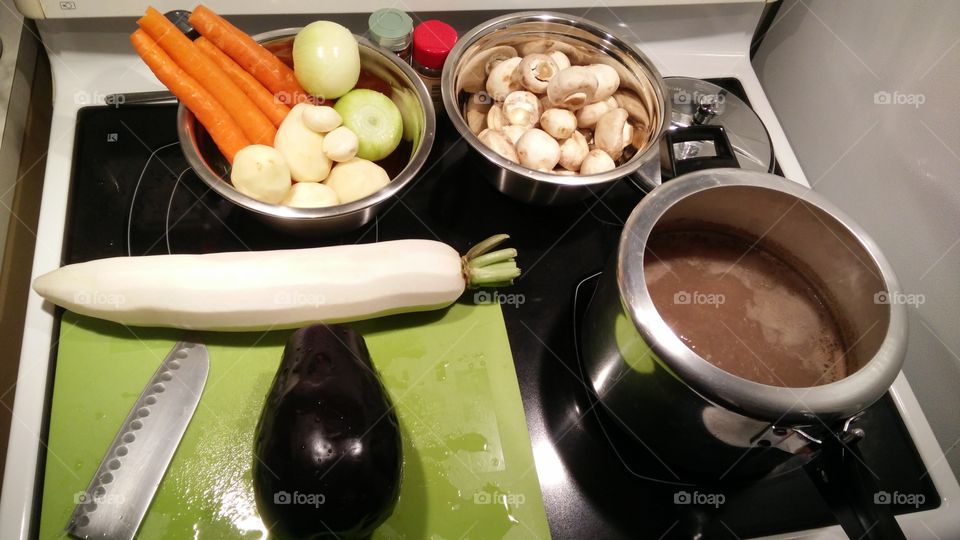 beef stew in preparation