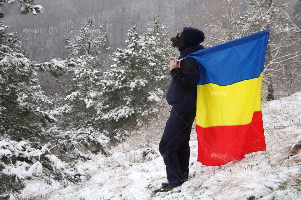 Man with romanian flag