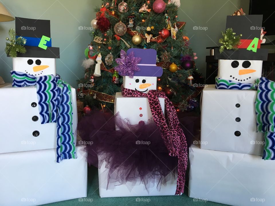 Snowman Wrapped Gifts