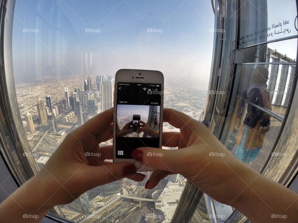 Dubai, UAE from the Burj Khalifa 124 floor 