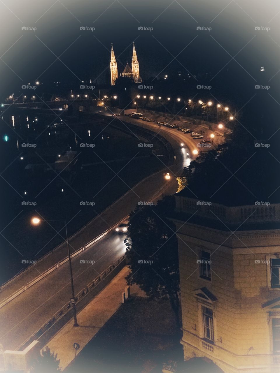 Night view over Szeged, Hungary