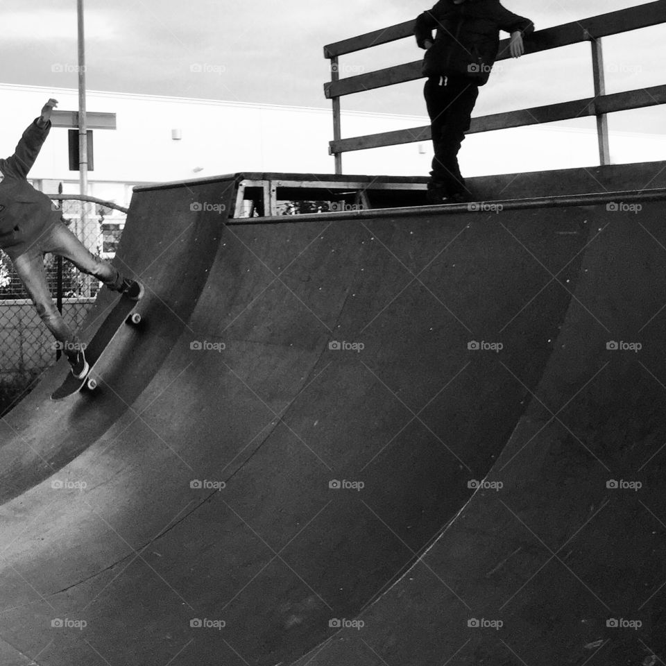 Skate park . Skating black and white 