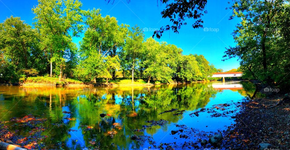 Looking at the covered bridge in Indiana 