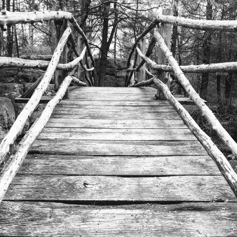 Natural wood ramp walkway
