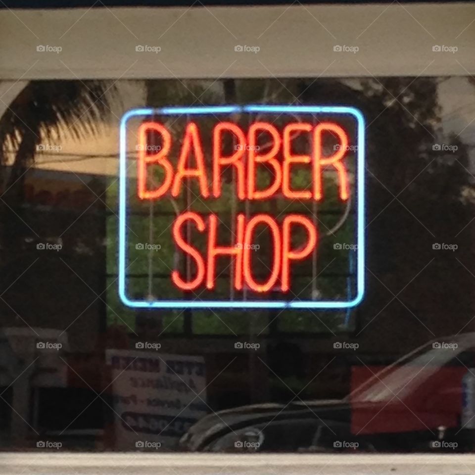 Neon barber shop sign