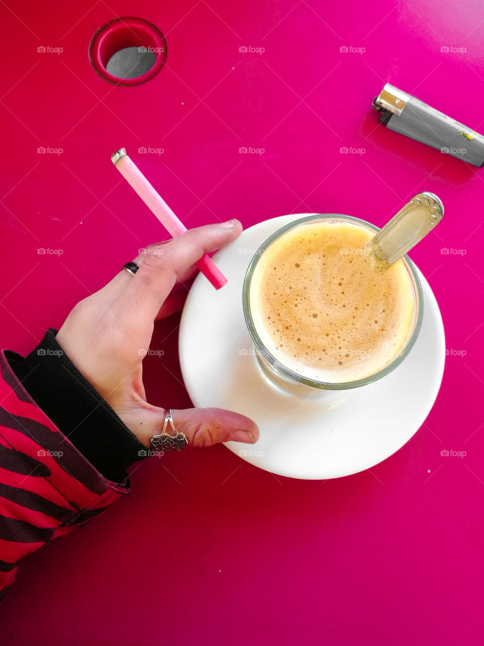 Coffee with pink colors 