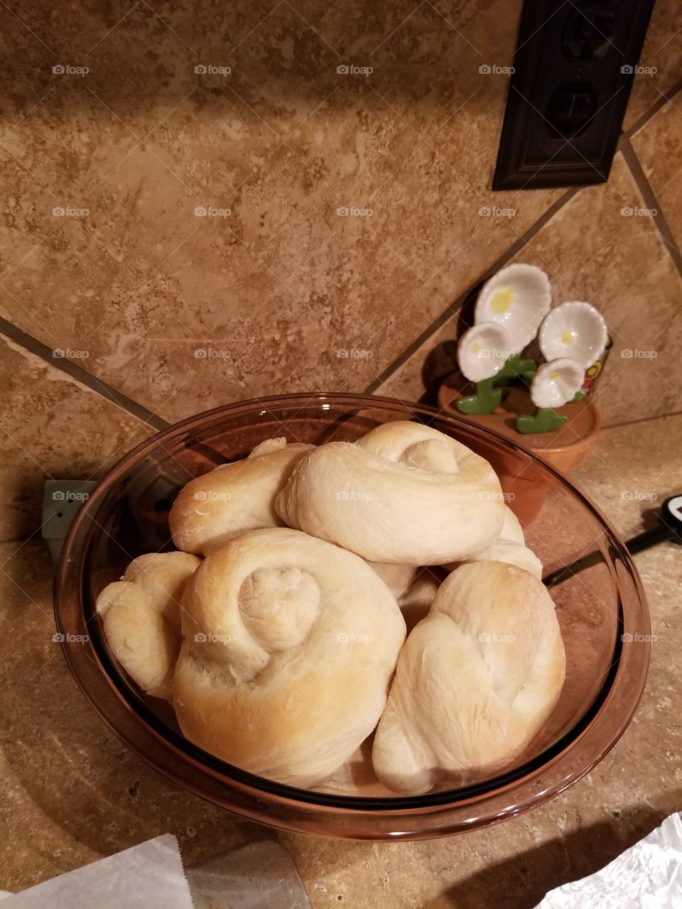 Bowl of warm yeast rolls so yummy