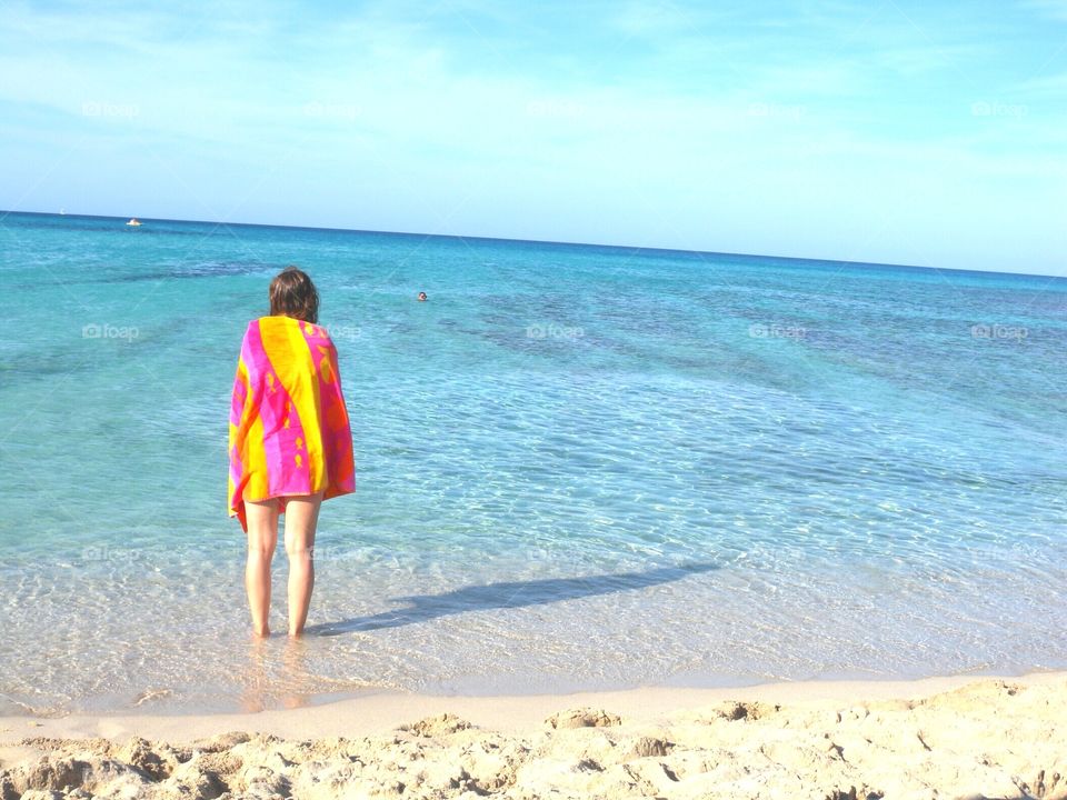 colourful girl on the beach