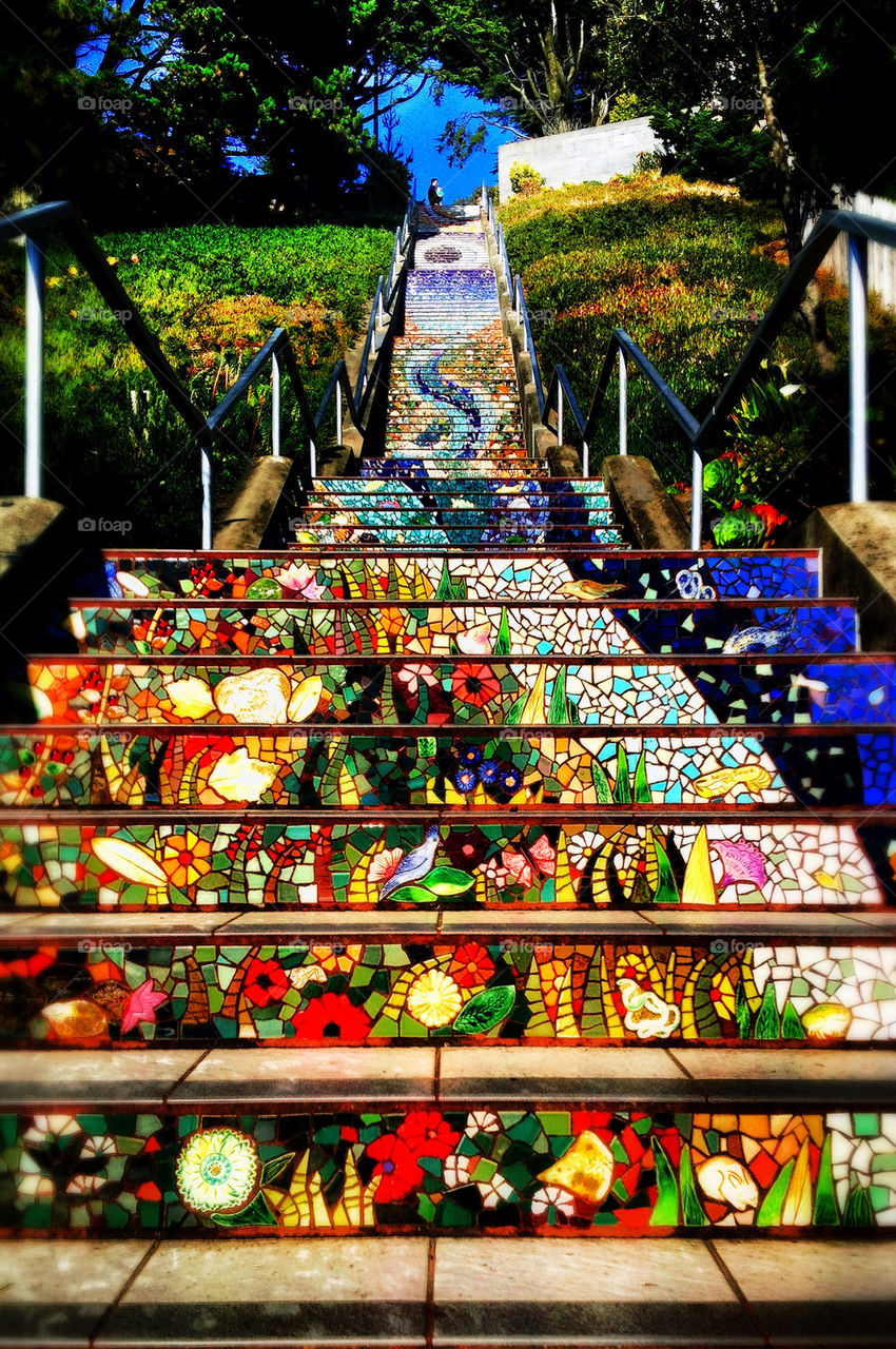 tiles colorful stairs artistic by runtographer